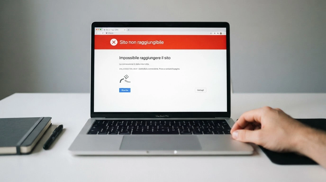 Schermata di un browser che mostra un avviso di «sito non raggiungibile» con riferimento all'Agenzia delle Dogane e dei Monopoli