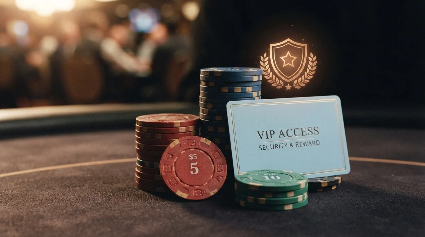Un'illustrazione del concetto di bonus senza deposito: chips da casinò o giri gratuiti con il simbolo della CIE sovrapposto