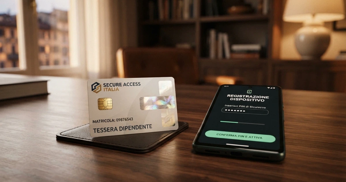Una carta d'identità elettronica italiana appoggiata accanto a uno smartphone che mostra la schermata di registrazione di un casinò online ADM