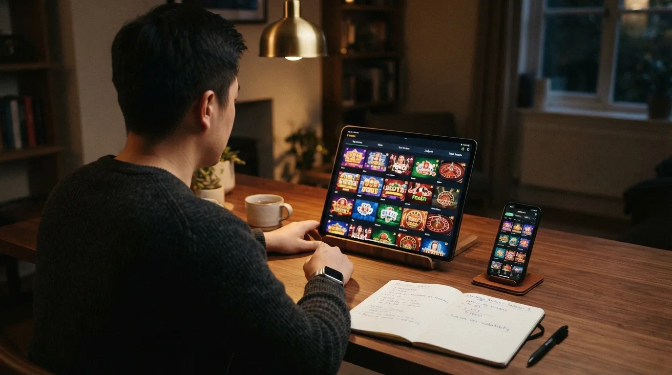 Griglia comparativa stilizzata delle app casinò ADM con colonne per licenza, giochi e live