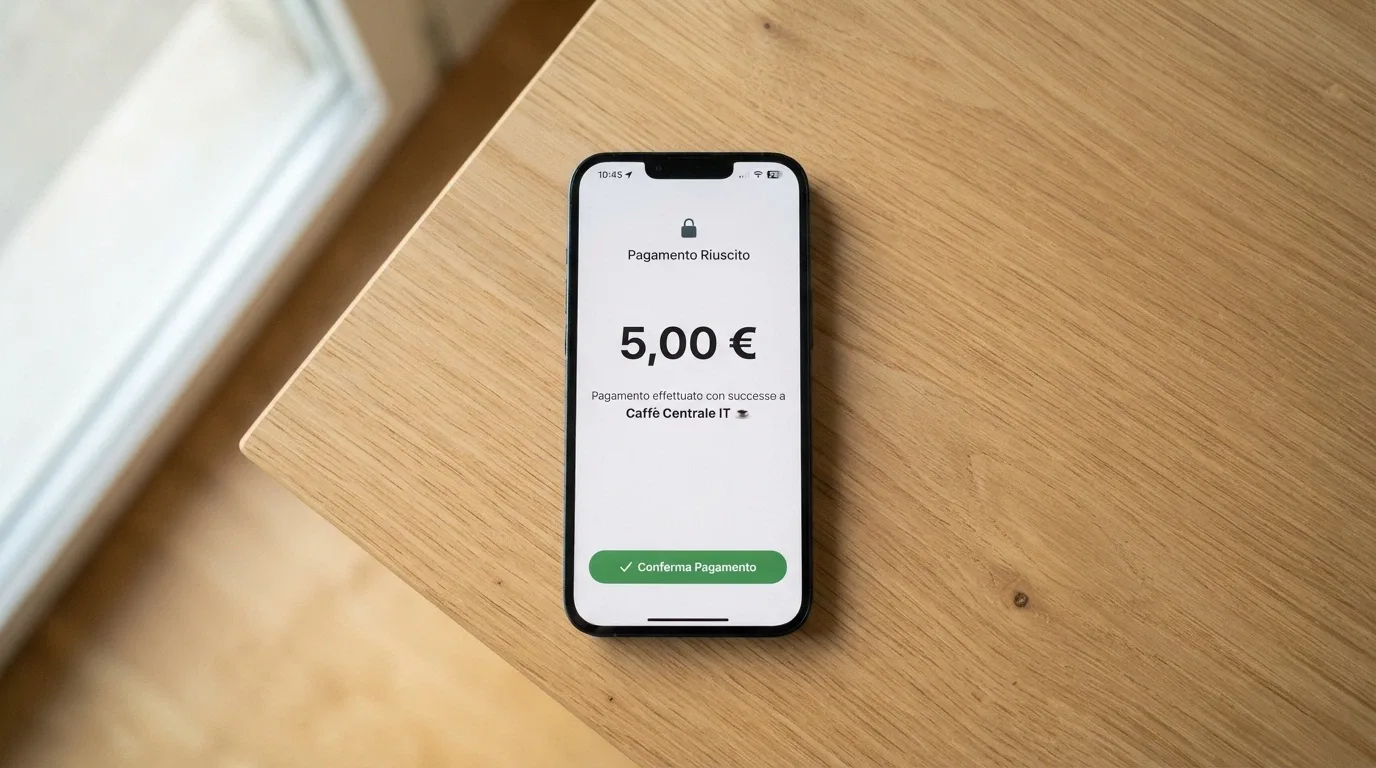 schermata di pagamento PayPal su smartphone con importo 5,00€ evidenziato e logo di un casinò ADM in secondo piano