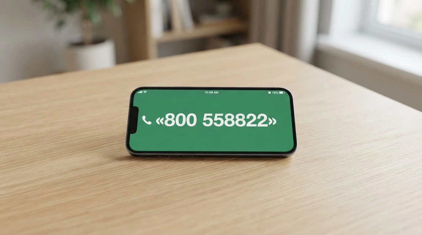 Un telefono con la cornetta alzata e il numero 800 558822 sullo schermo, accanto al logo dell'Istituto Superiore di Sanità