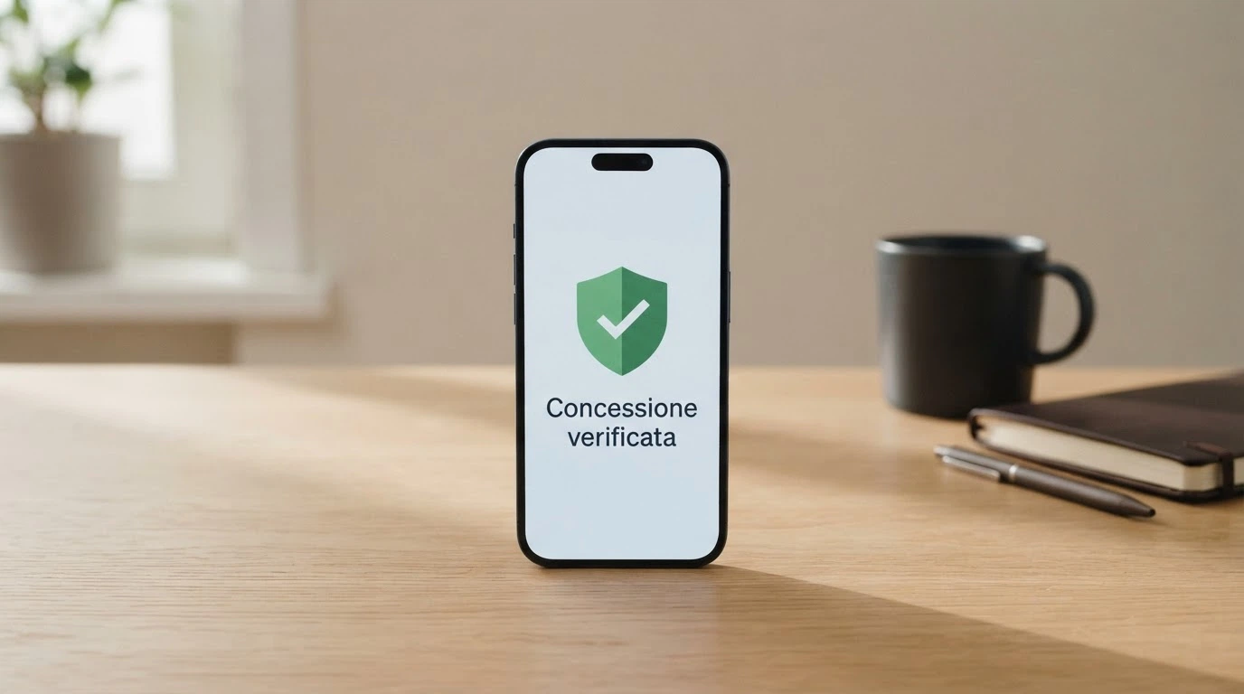 Logo ADM accanto a schermata del registro concessioni su smartphone Android
