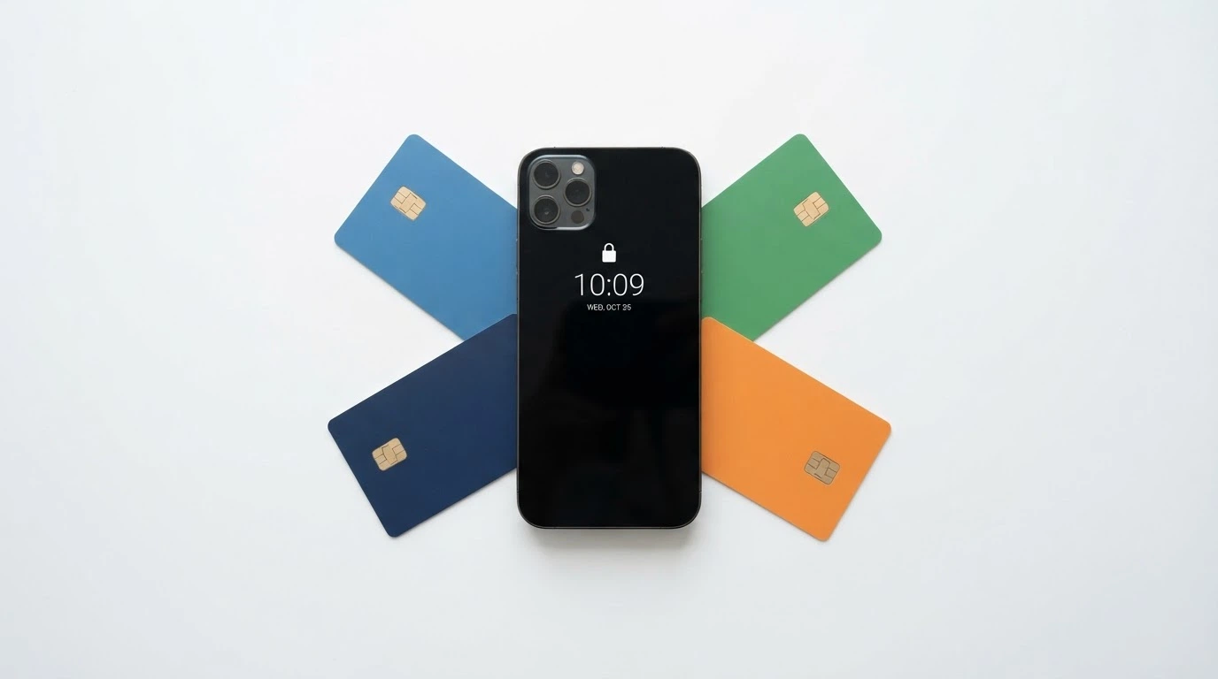 icone affiancate di PayPal, Postepay, Skrill, Visa, Mastercard e bonifico bancario disposte su una superficie piana con uno smartphone al centro