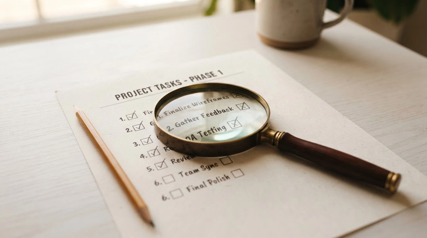 Una lente di ingrandimento su una lista di controllo con le voci: licenza ADM, supporto CIE, bonus attivo, termini trasparenti, strumenti RG