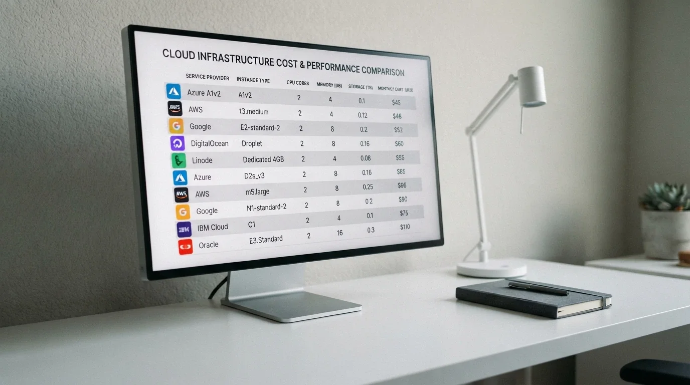 Uno schermo che mostra una tabella comparativa stilizzata con loghi di casinò in miniatura e colonne di dati numerici, illuminazione da monitor