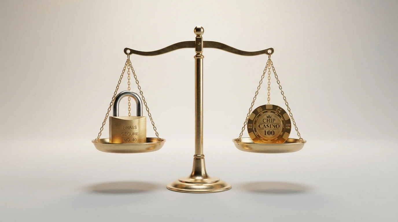 Una bilancia stilizzata: su un piatto un lucchetto (sicurezza e tutele), sull'altro il simbolo dell'euro con una percentuale (bonus e convenienza).