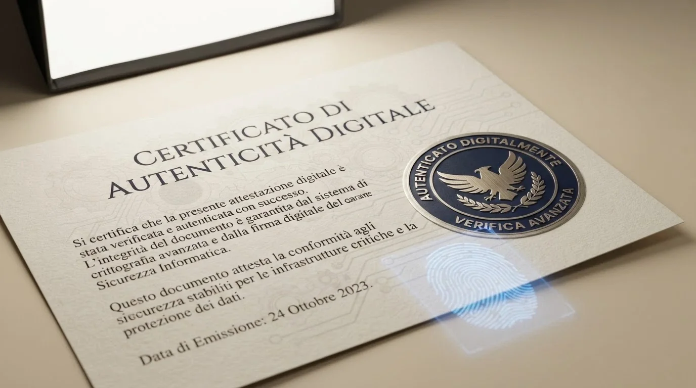 Il sigillo ufficiale dell'Agenzia delle Dogane e dei Monopoli sovrapposto a un certificato digitale con elementi grafici istituzionali italiani