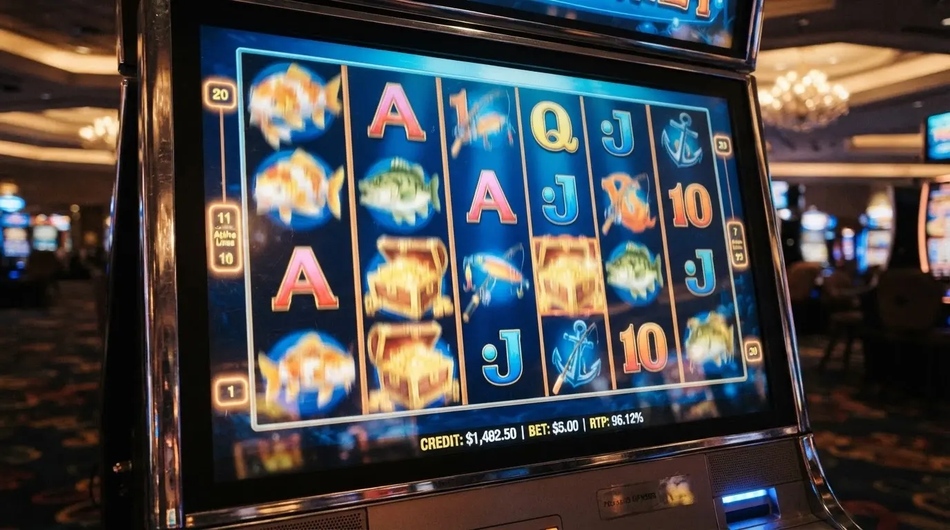 Interfaccia di una slot machine online con rulli colorati, simboli e il pannello dell'RTP in evidenza